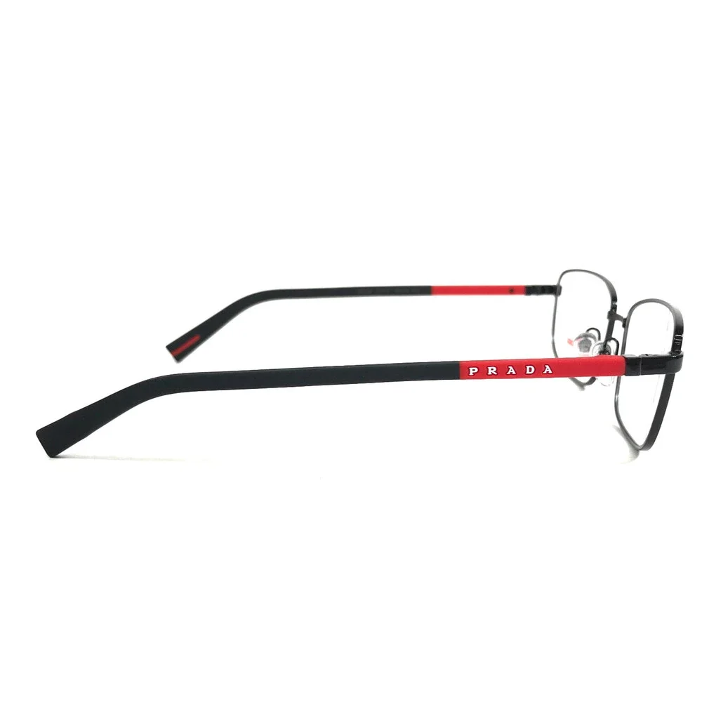 Prada Eyeglasses Frames VPS50S 1BO-1O1 Black Red Rectangle Wire Rim 57-17-145 - Picture 5 of 13